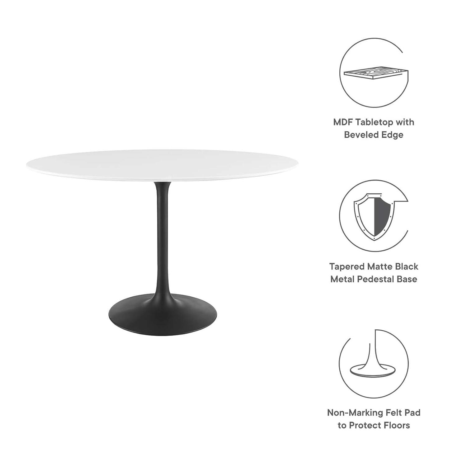 Modway Lippa 48" Oval Dining Table in Black White
