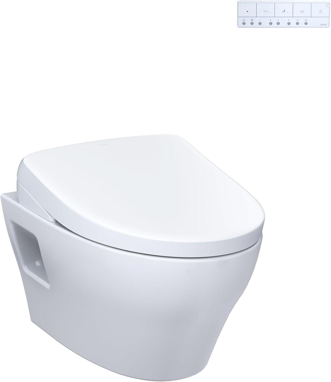 White Elongated Wall-Mounted Dual Flush High Efficiency Toilet