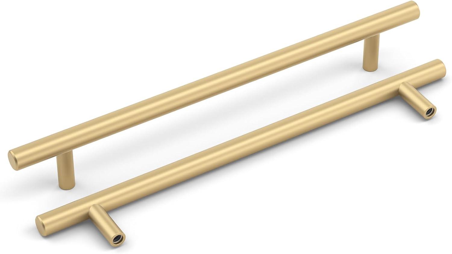 Goldenwarm 10 Pack Gold Cabinet Furniture Pulls Kitchen Hardware Square Door Handles 6-1/4 Inch Hole Centers