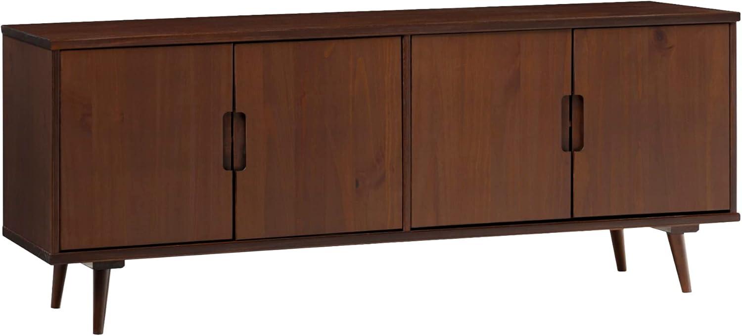 60" Simple 4-Door Solid Wood TV Stand - Walnut