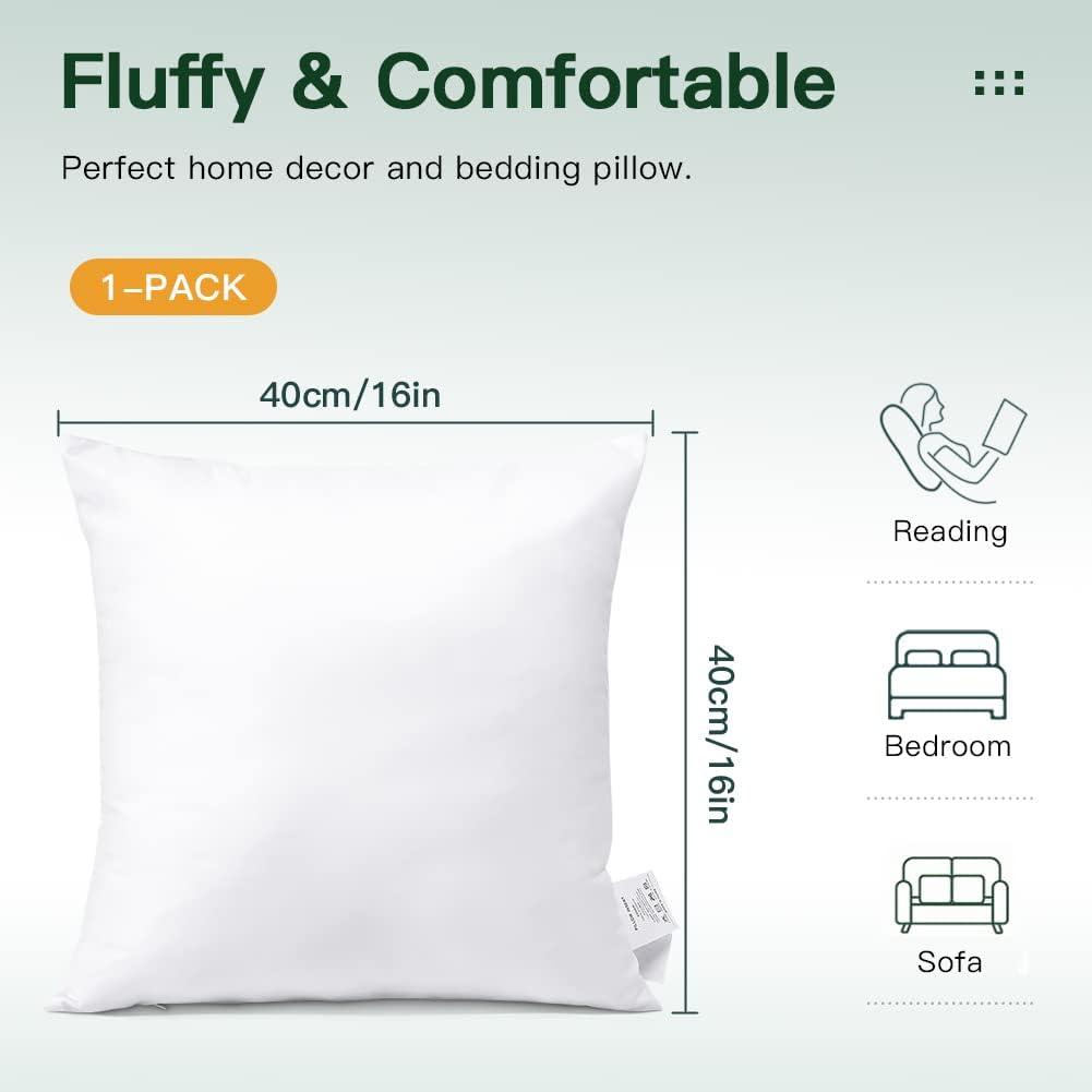 White 16" x 16" Polyester Pillow Insert with Cotton Cover