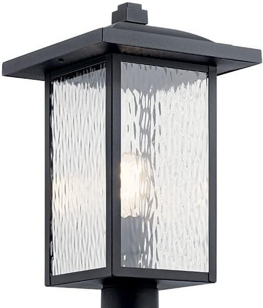 Textured Black Outdoor Post Light with Clear Water Glass Shade