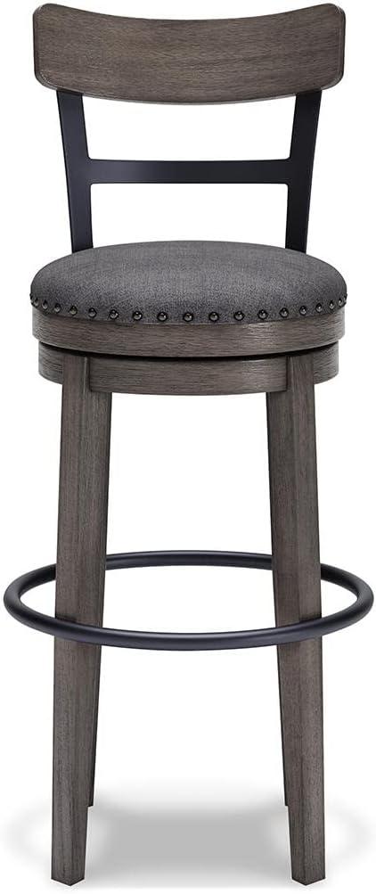 Caitbrook Barstool Gray - Signature Design by Ashley: Antiqued Finish, Swivel, Nailhead Trim