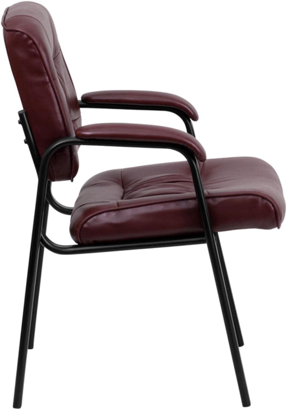 Flash Furniture Burgundy LeatherSoft Executive Side Reception Chair with Black Metal Frame