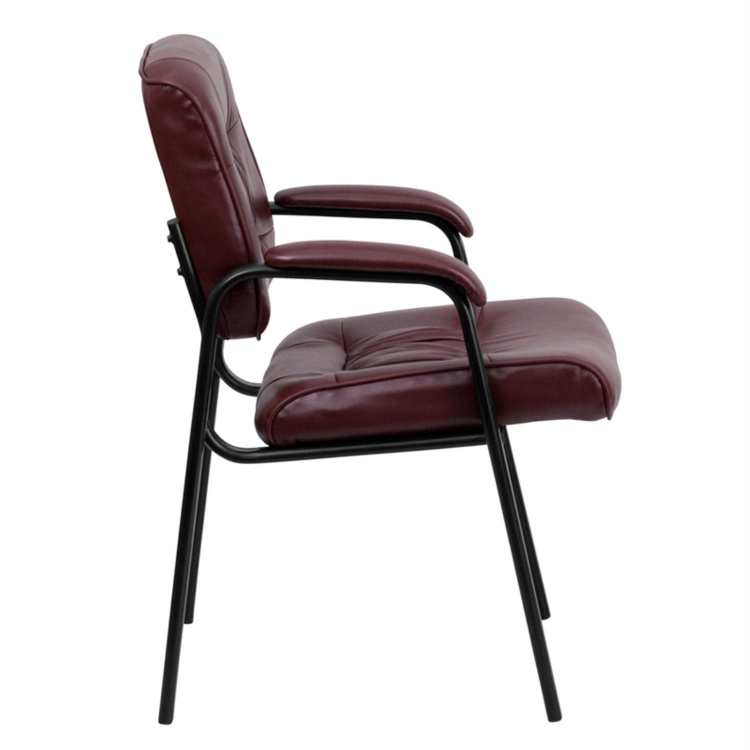 Flash Furniture Haeger LeatherSoft Tufted Executive Reception Chair with Padded Armrests, Burgundy