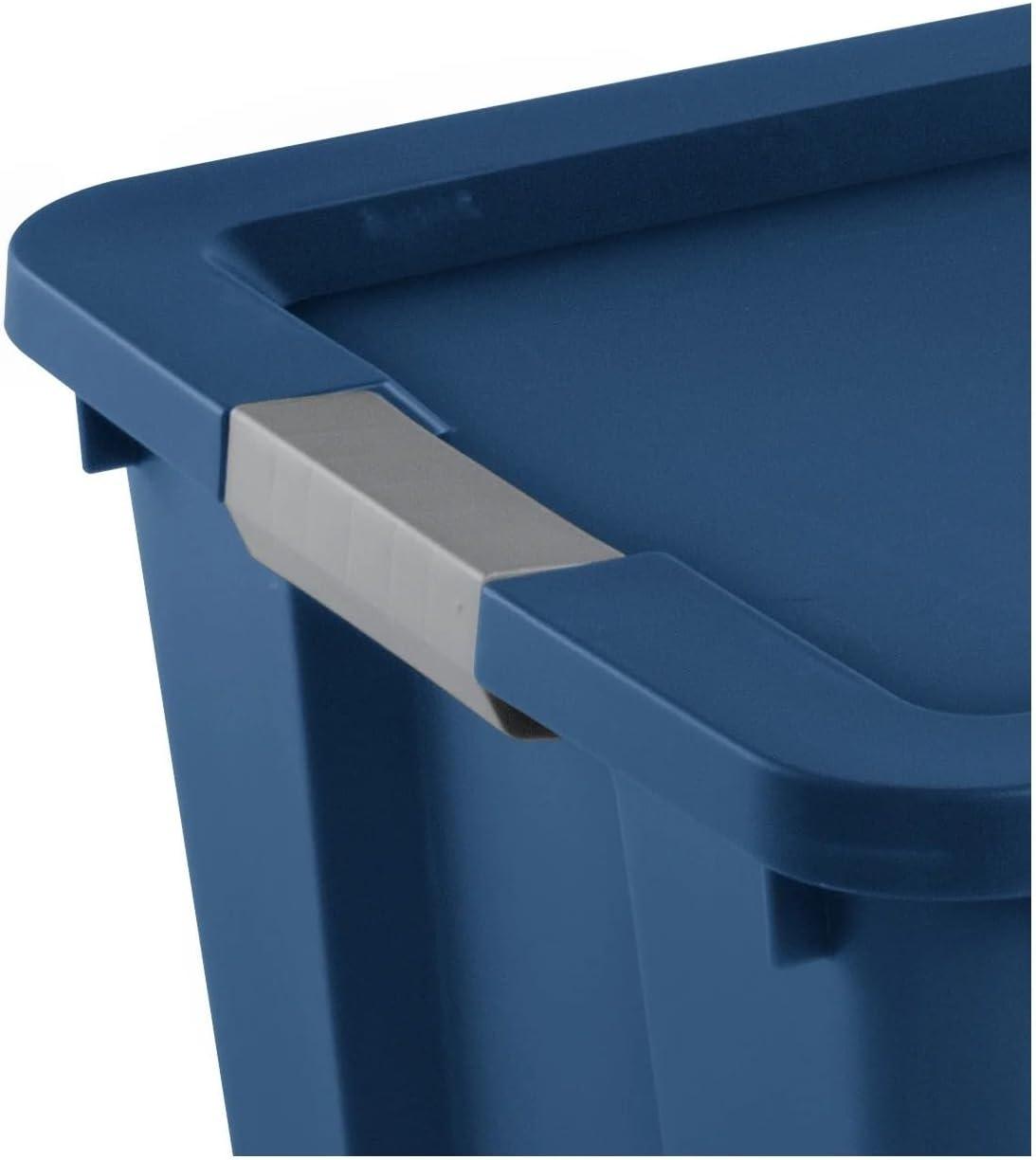 Sterilite Extra Large Storage Bin, 45 Gallon Plastic Storage Container with Latch Lid and Wheels, Blue