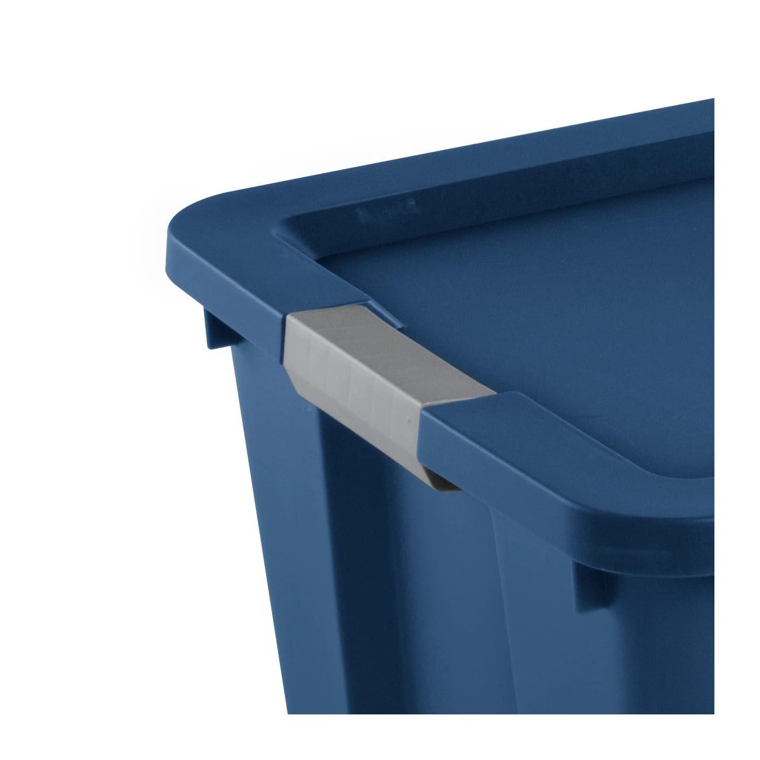 Sterilite Extra Large Storage Bin, 45 Gallon Plastic Storage Container with Latch Lid and Wheels, Blue