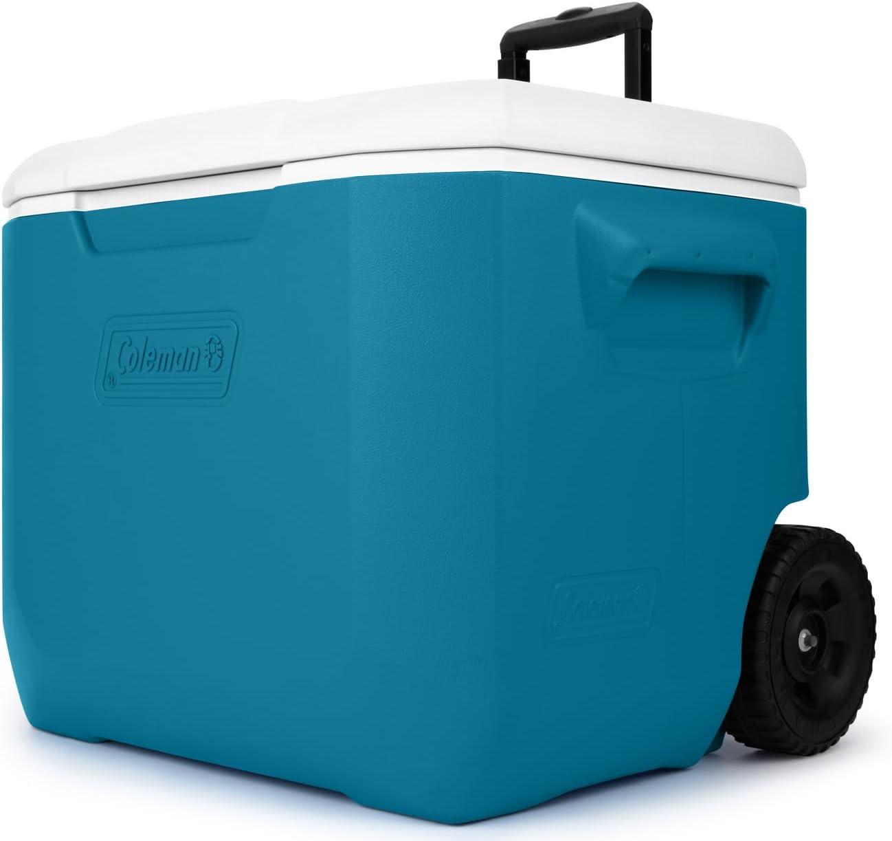 Deep Ocean Blue 60-Quart Wheeled Cooler with Handle