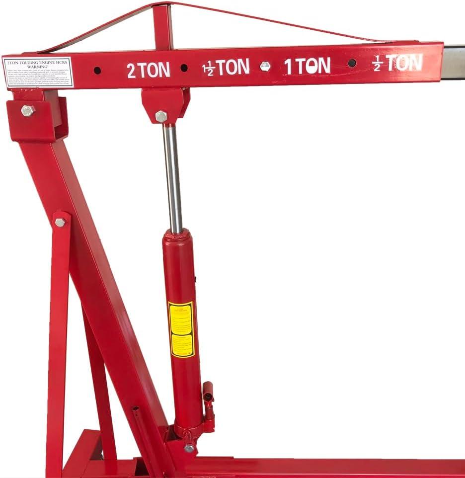 Stark Red 2-Ton Foldable Engine Hoist with Steel Chain