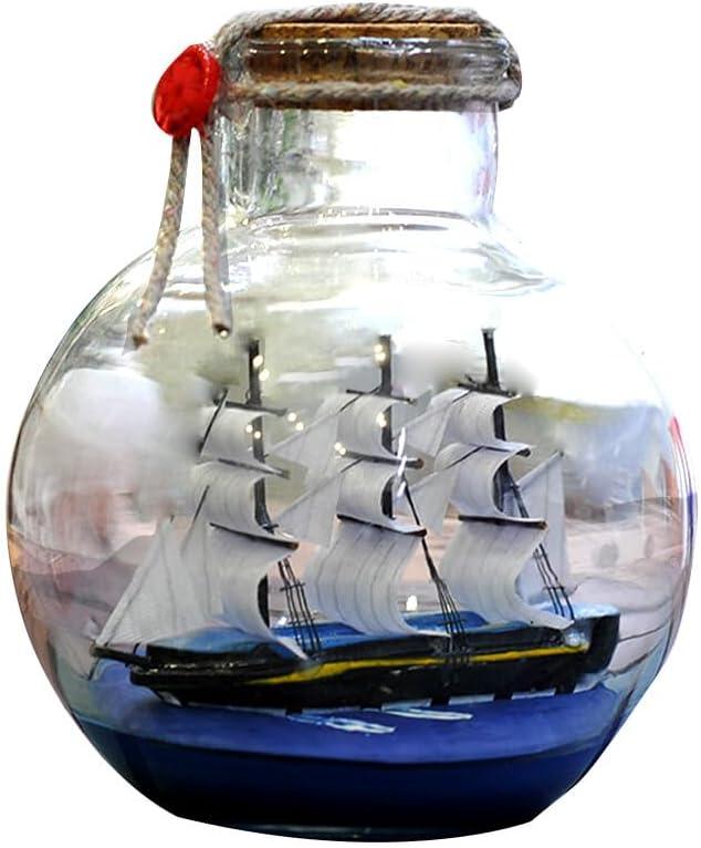 GGB-Drift Bottle Decor, Sailing Boat in Wishing Bottle Glass Cork Bottles, Pirate Ship in a Bottle Kit Handicraft Nautical Home Decorations Gifts Crafts, Large, (20WHEXRNI2047493C)【0508】