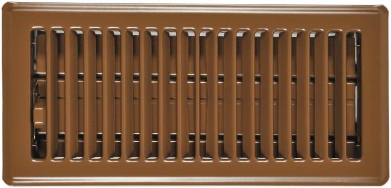 Brown Steel Floor Register with Damper Control, 2-1/4" x 14"