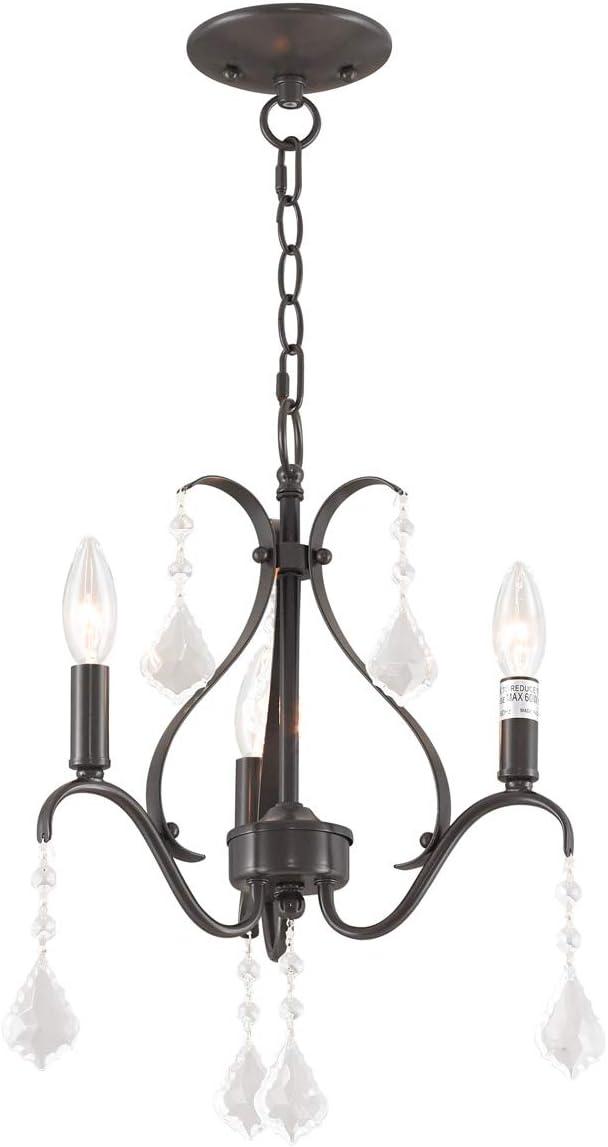 Caterina English Bronze 3-Light Mini Chandelier with Clear Crystals