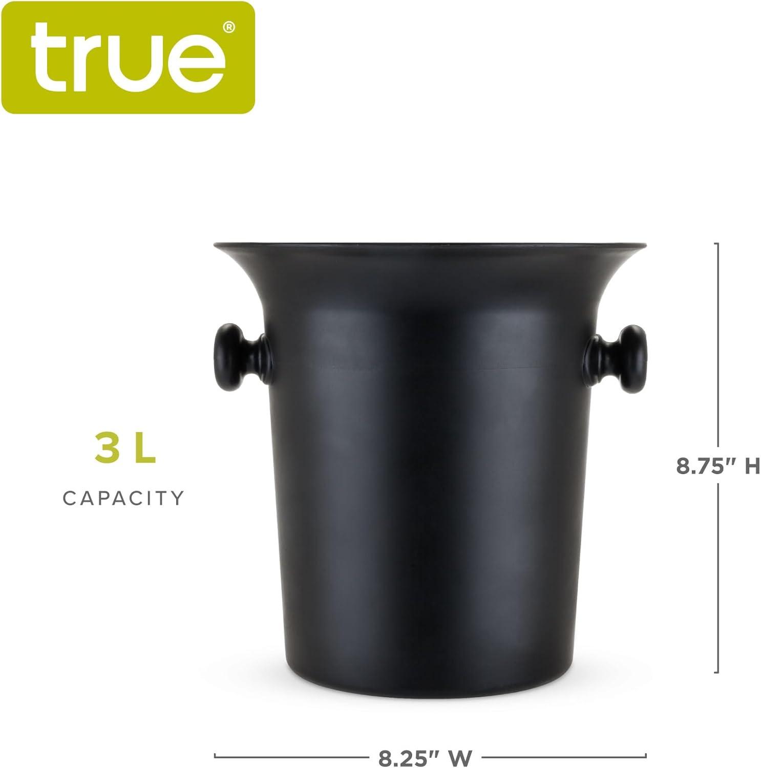 True Black Plastic Ice Bucket with Handles and Lid, 3 Liter