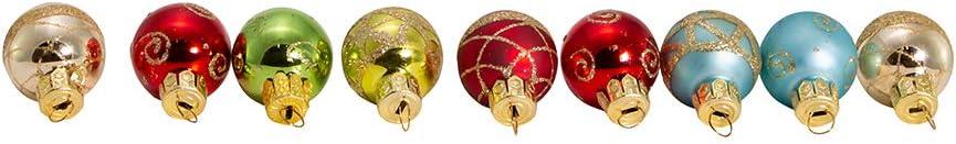 Kurt S. Adler 1-Inch Petite Treasure Multi-Colored Decorated Glass Ball Ornaments, 9-Piece Box Set