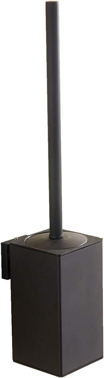 Stainless Steel Toilet Brush & Holder,Wall-Mounted, long handle,Square Toilet Brush Set,Heavy Duty Cleaner for Bathroom, with Removable Plastic Brush (Black)