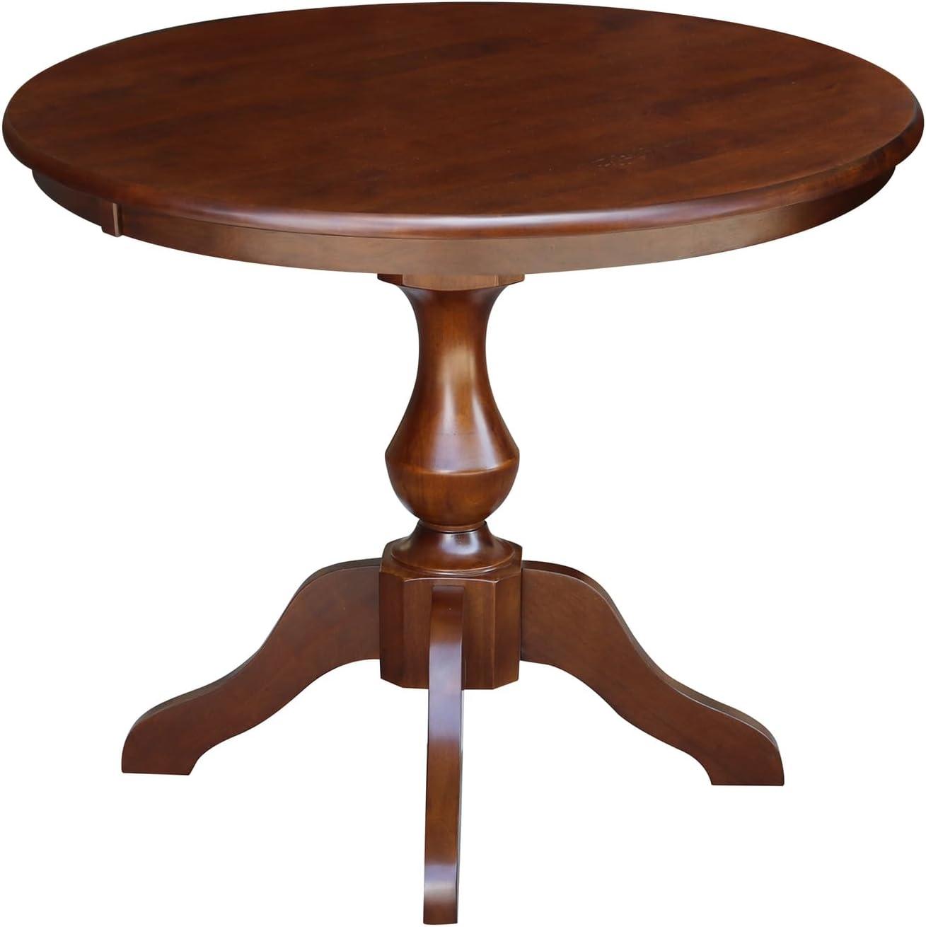 International Concepts 36" Round Top Pedestal Table-28.9" H Dining Table, Espresso