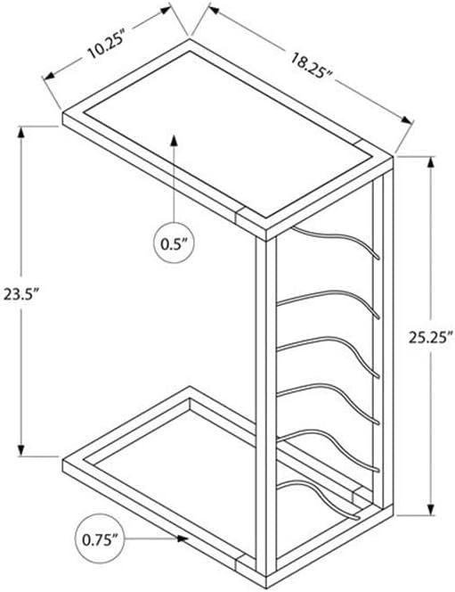 Monarch Specialties Accent Table C-Shaped End Side Snack Living Room Bedroom Metal Laminate White Marble Look Black Contemporary Modern