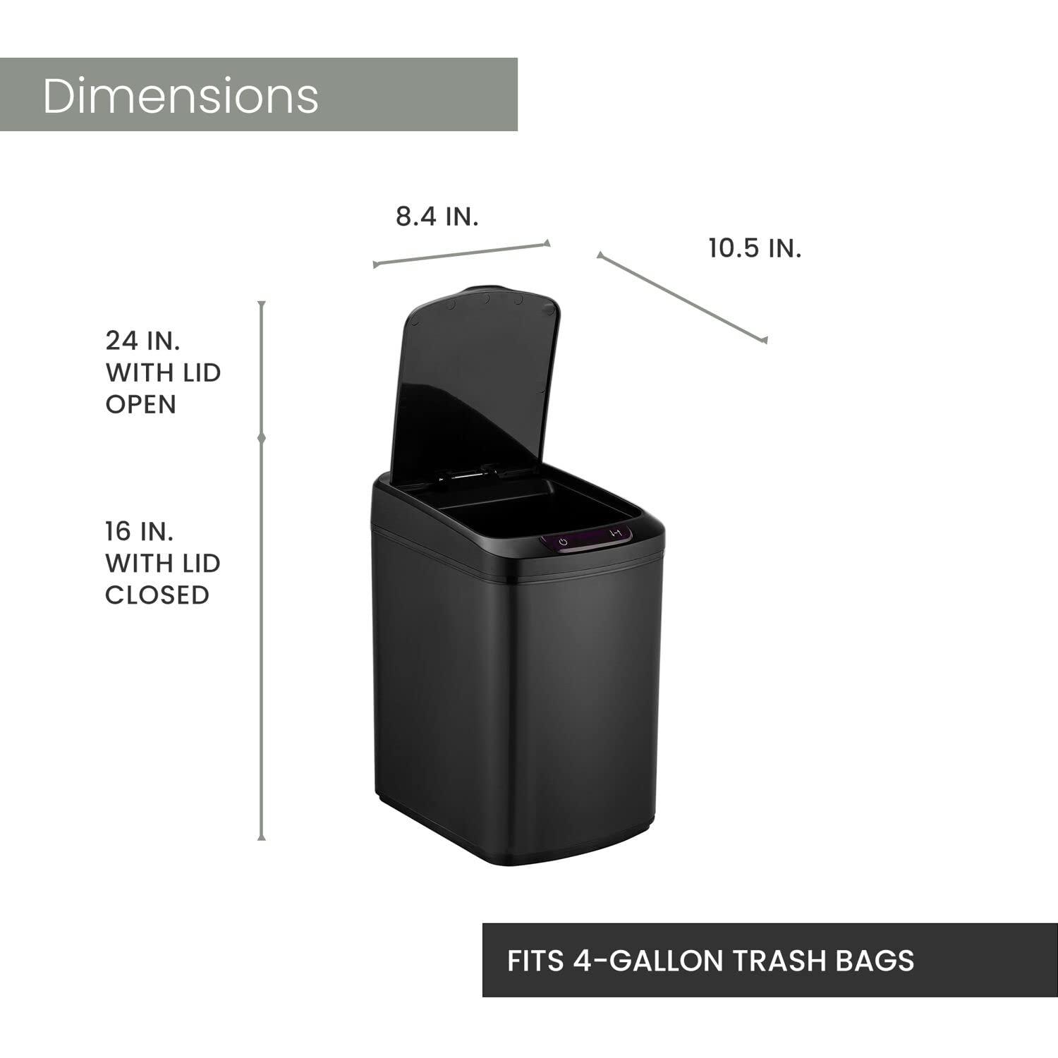 Hanover Steel Motion Sensor Waste Basket - 3.2 Gallons
