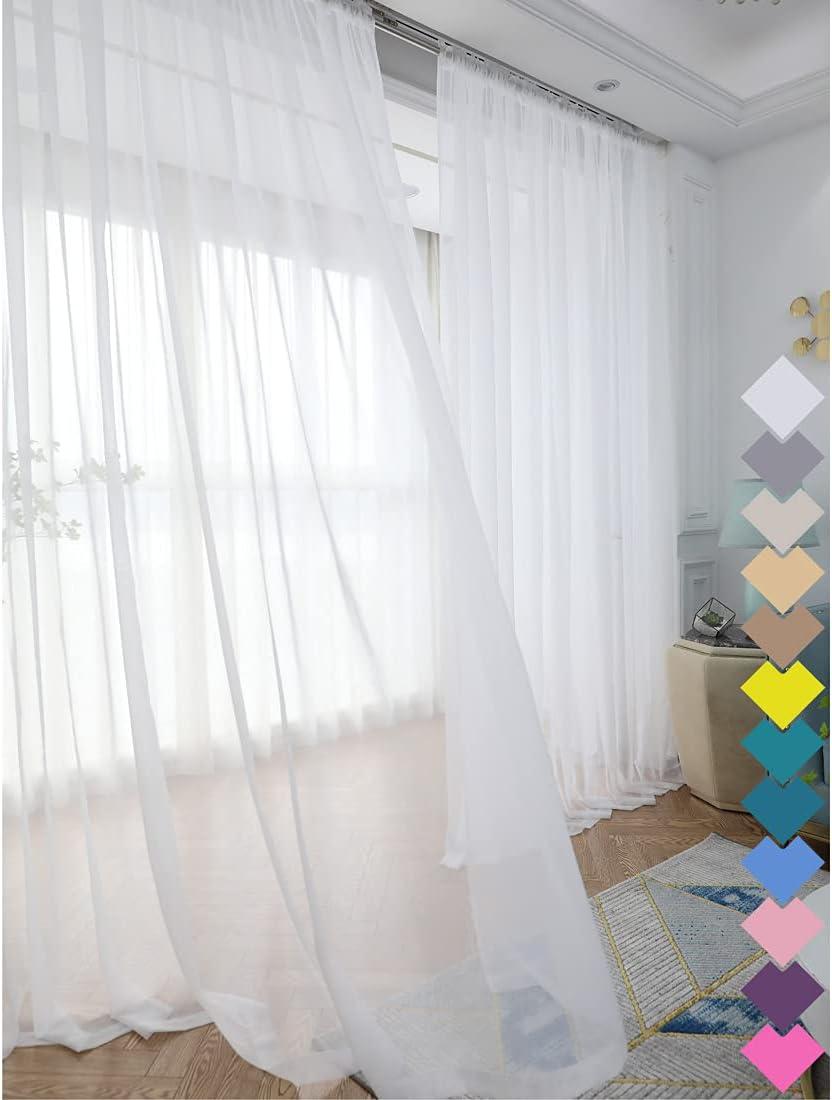 Window White Sheer Curtains 84 Inches Long 2 Panels Sheer White Curtain Clear Basic Rod Pocket Panel Other Beige Grey Purple Pink 63 72 95 108 Inch Bedroom Children Living Room Yard Kitchen