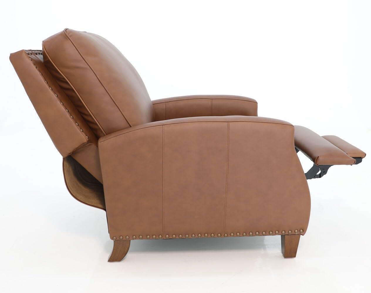Melrose Brown Leather Recliner with Distressed Wood Legs