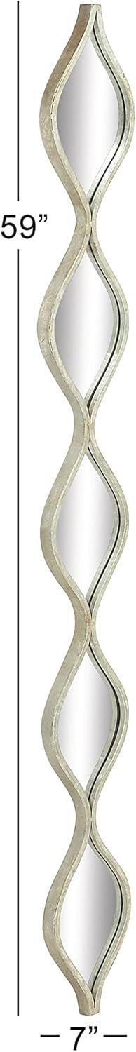 DecMode Contemporary Metal Beveled Oval Shape Wall Mirror with Silver Foil Finish, 7"W x 58"H