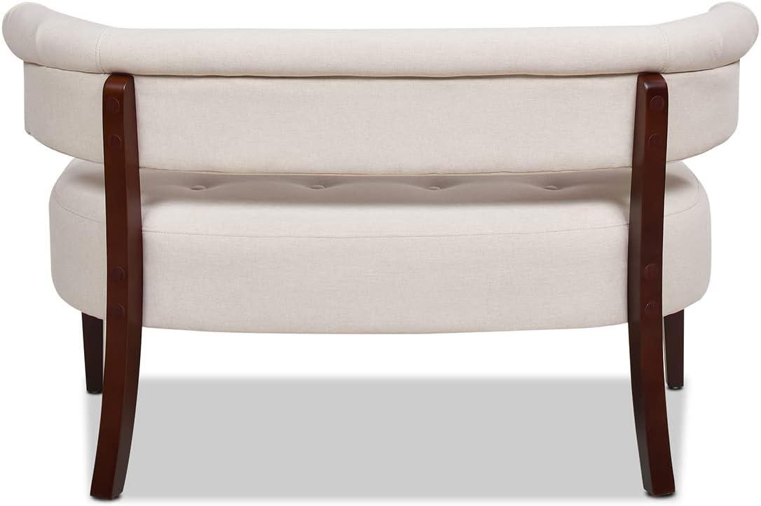 Jennifer Taylor Home Jared Roll Arm Tufted Polyester Fabric Bench in Cream