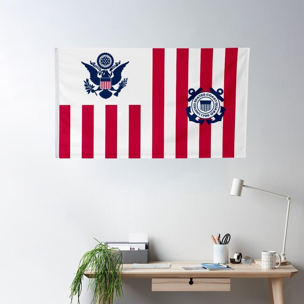 Anley 3x5 Foot Ensign of the Coast Guard Flag - USCG Ensign United States Military Flags