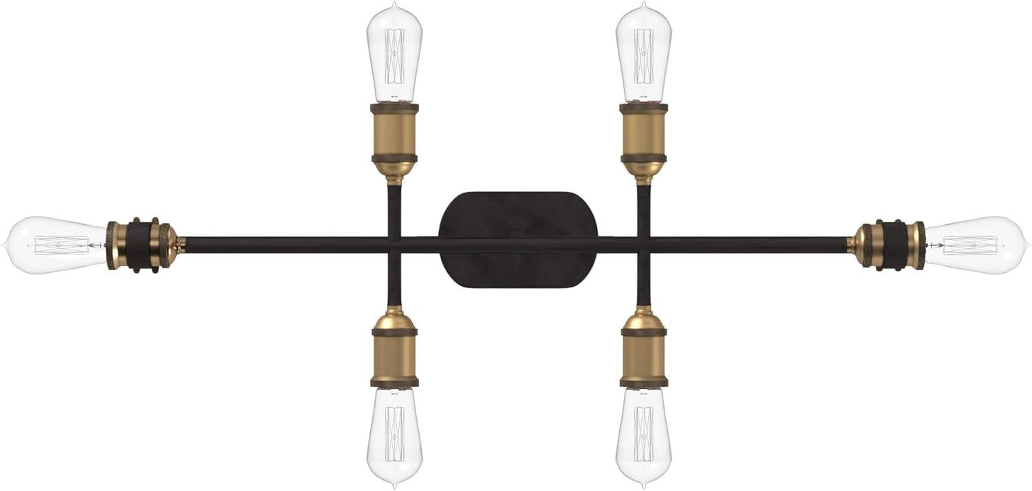 Vintage Bronze and Brass 6-Light Linear Chandelier