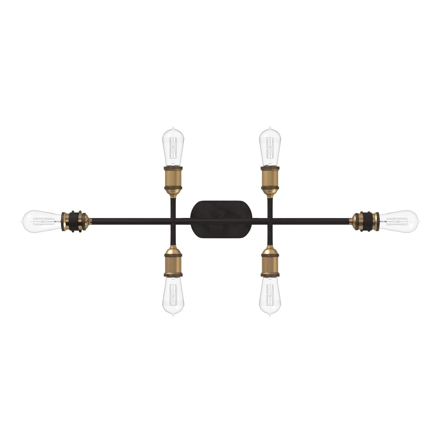 Vintage Bronze and Brass 6-Light Linear Chandelier