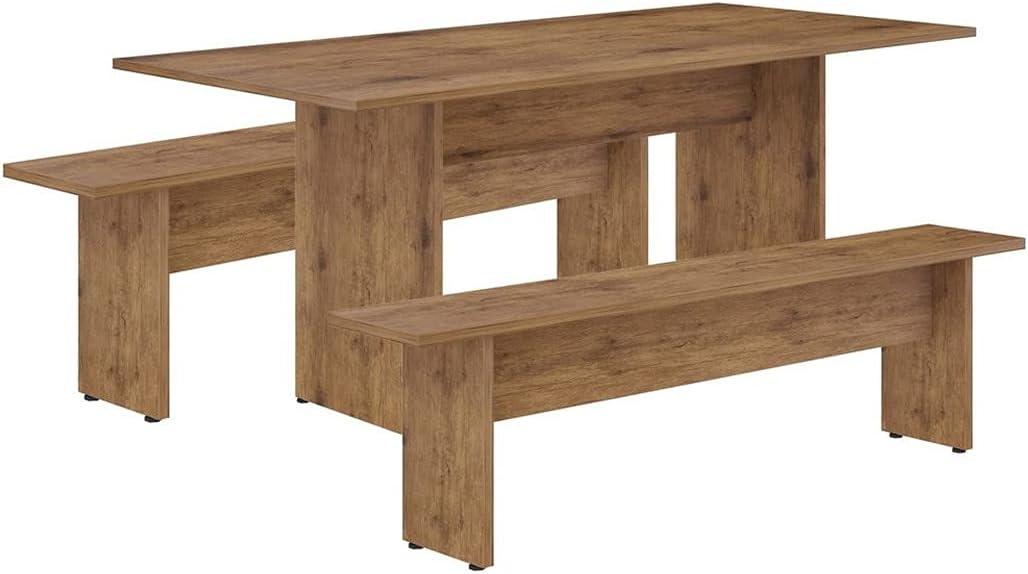 NoMad 67.91 Rustic Country Dining Set of 3 in Nature