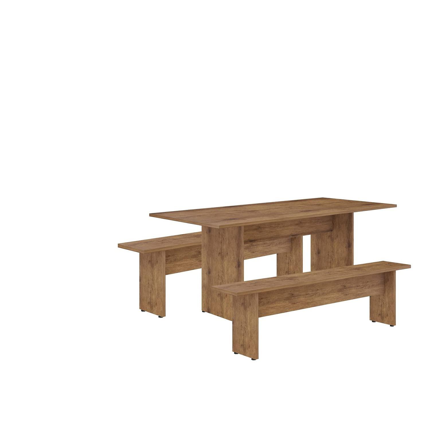 NoMad 67.91 Rustic Country Dining Set of 3 in Nature