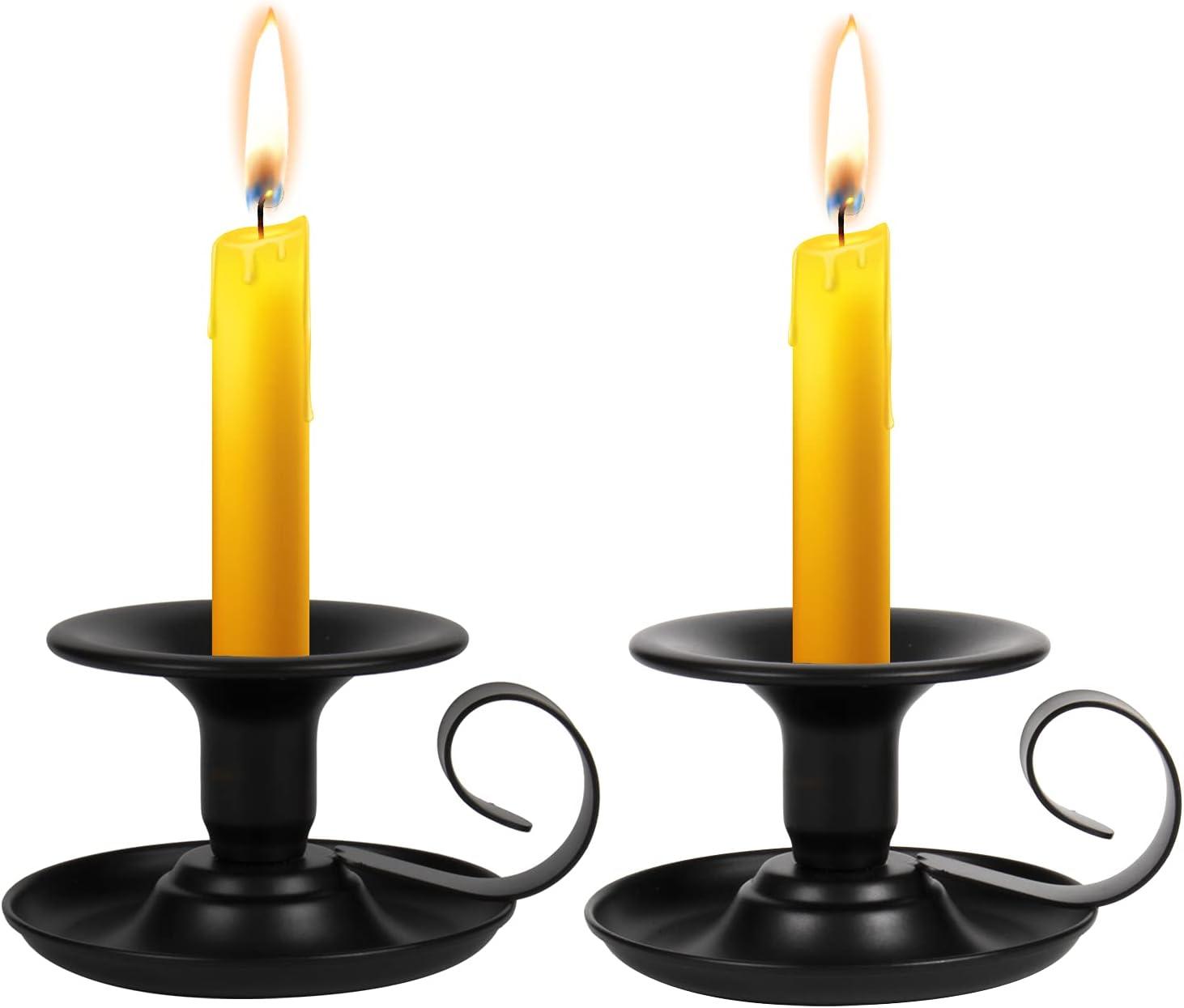 Black Iron Vintage Taper Candle Holders Set of 2