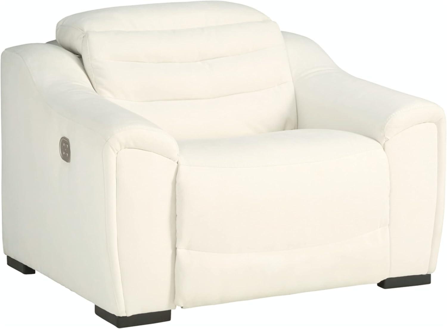 White Faux Leather Contemporary Recliner with Adjustable Headrest