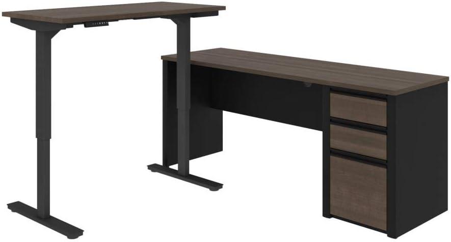 Bestar Connexion 2 Piece Standing Desk Set in Antigua and Black