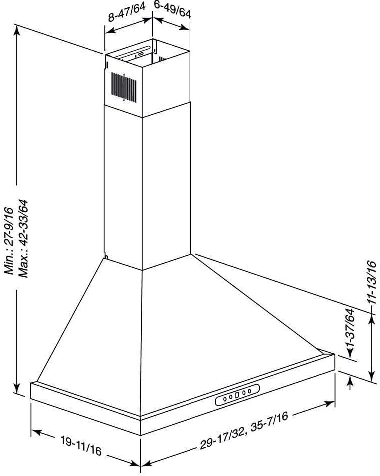 Broan Ewp1366 Elite 110-640 Cfm 36” Wide Wall Mounted Range Hood - Stainless Steel