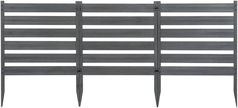 Zippity Outdoor Products 26in H x 24in W (3 Panels) No Dig Zippity Maui Fence Kit, Charcoal Color WoodTek Vinyl Fence Panel, Temporary Outdoor Border for Garden, Easy Install DIY Fence for Backyard, Patio, & Deck, ZP19066