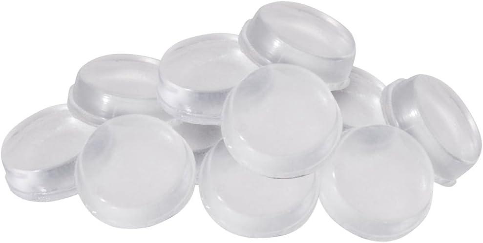 Super Sliders. size: 1/2" Round Self Stick Cabinet Bumpers Plastic, Clear, 12 Pack
