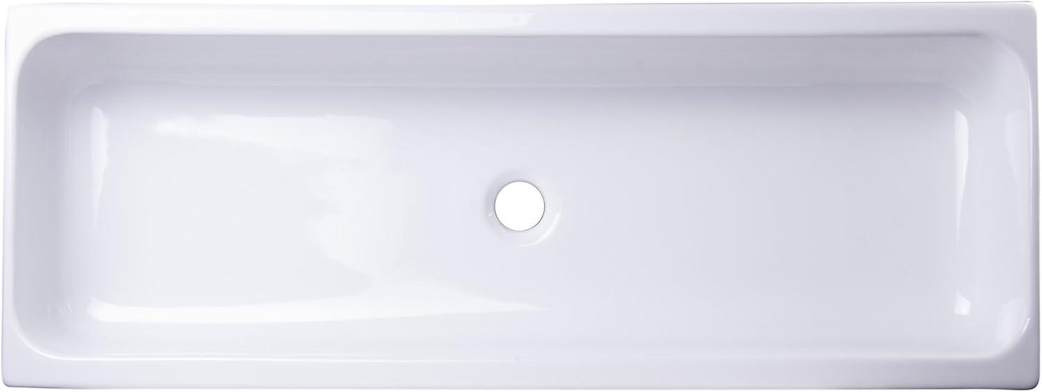 48" Fireclay Rectangular Trough Bathroom Sink