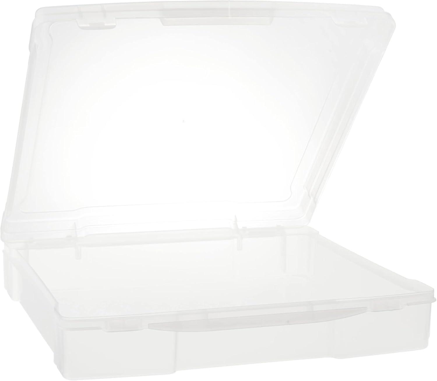 Caja de Almacenamiento de Plástico para Álbumes de Recortes de 12" x 12" de Simply Tidy - Caja Portátil para Documentos - Papeles - Costura - Manualidades - Transparente - Paquete de 12 a Granel