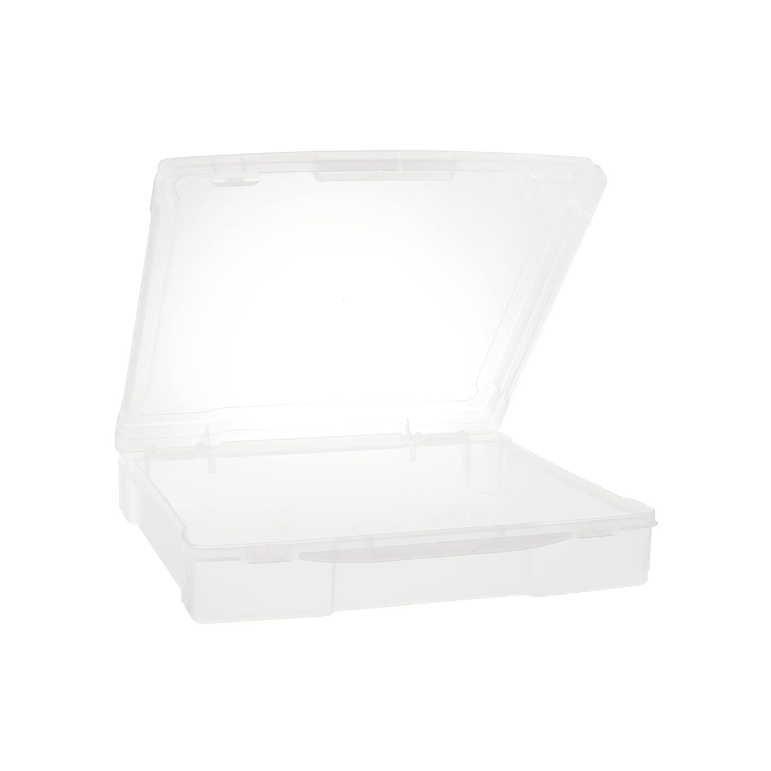 Caja de Almacenamiento de Plástico para Álbumes de Recortes de 12" x 12" de Simply Tidy - Caja Portátil para Documentos - Papeles - Costura - Manualidades - Transparente - Paquete de 12 a Granel