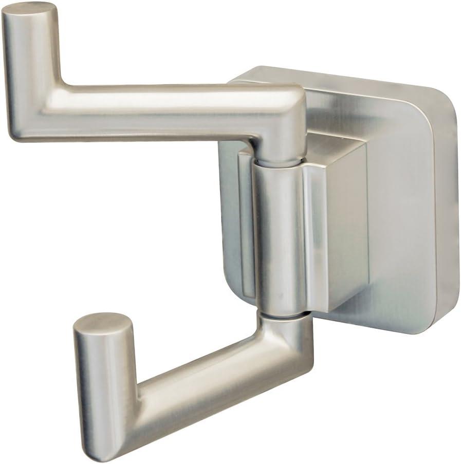 Brushed Nickel Modern Double Robe Hook with Square Base