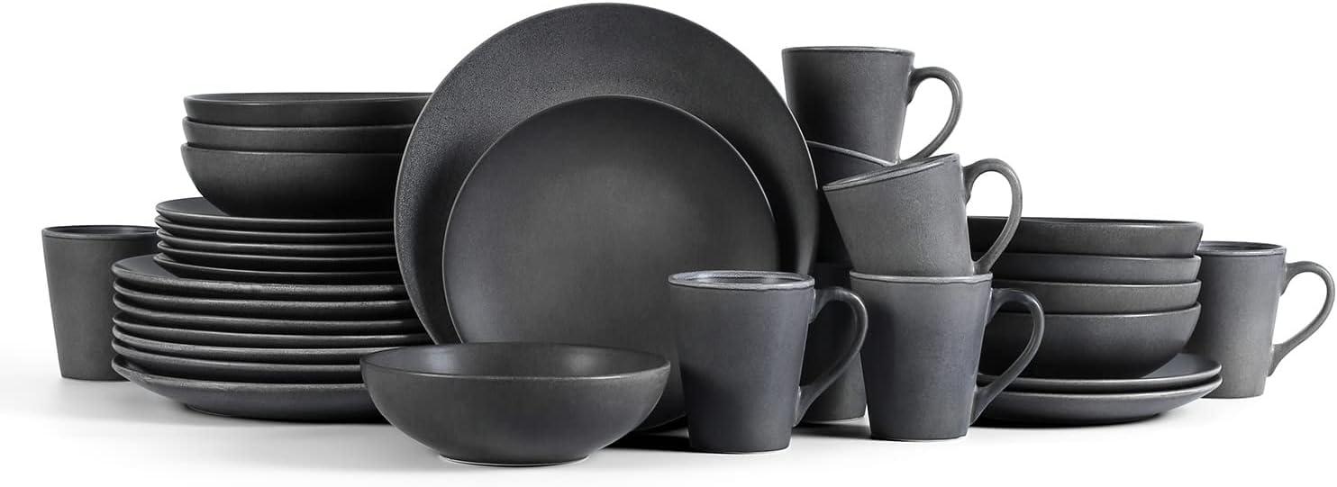 Grao Grey Ceramic 32-Piece Dinnerware Set, Service for 8