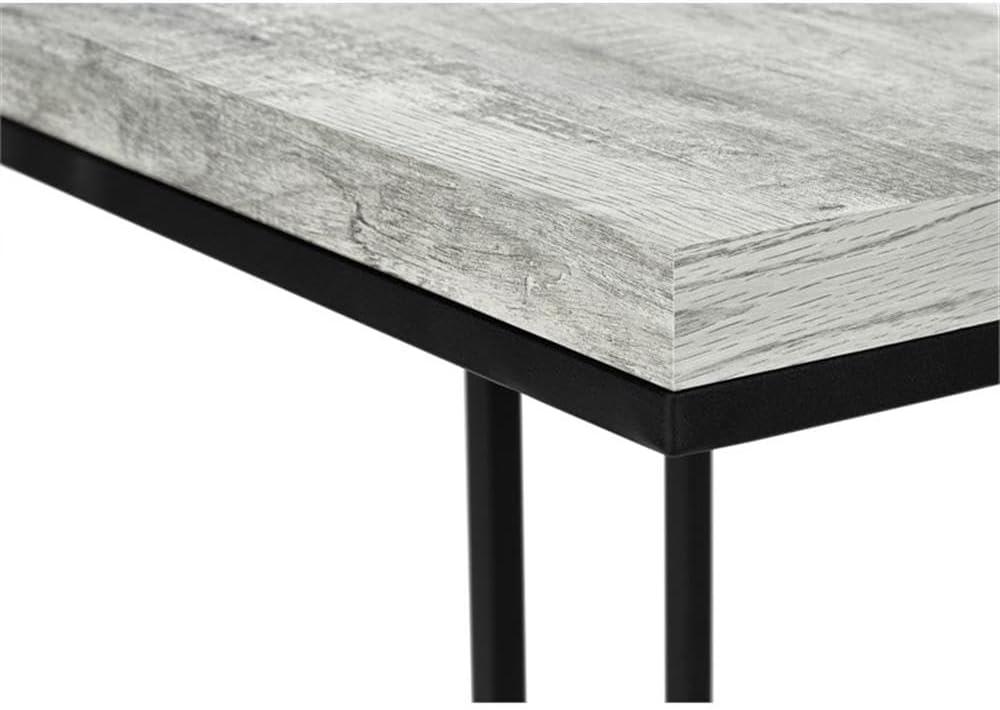 Monarch Specialties Accent Table, C-shaped, End, Side, Snack, Living Room, Bedroom, Grey Laminate, Black Metal, Contemporary, Modern