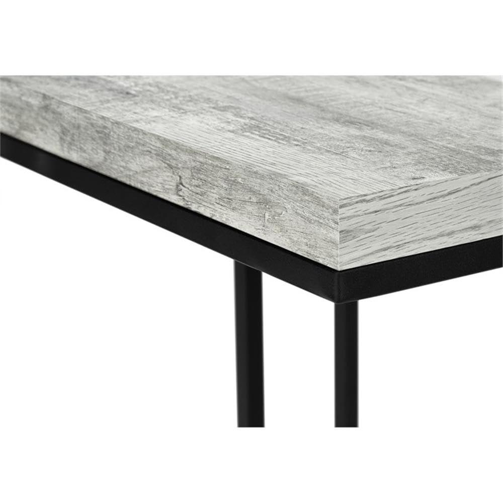 Monarch Specialties Accent Table, C-shaped, End, Side, Snack, Living Room, Bedroom, Grey Laminate, Black Metal, Contemporary, Modern