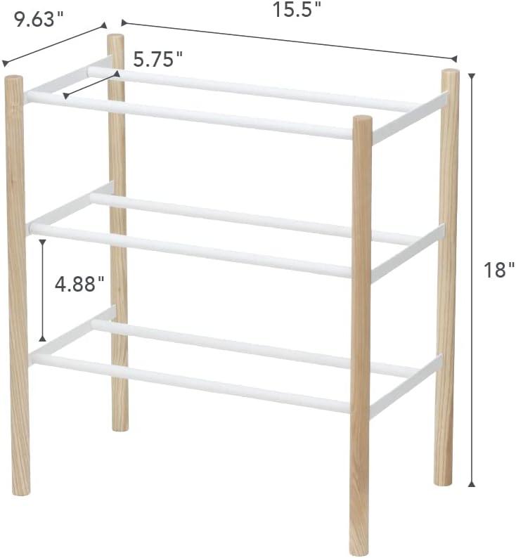 Yamazaki Home Expandable 3-Tiered Space Saving Shoe Rack, Steel,Holds 12 to 16 Shoes