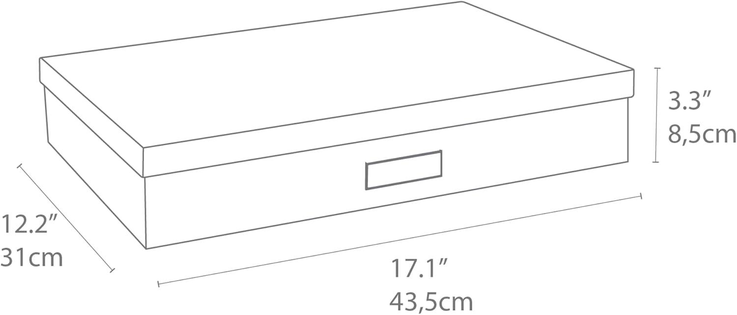 Bigso Box of Sweden Sverker Fiberboard Legal and Art Storage Box | Scrapbook Storage Box| Durable Document Boxes with Lid and Metal Label Holder | 17.1’’ x 12.2’’ x 3.3’’ | Grey