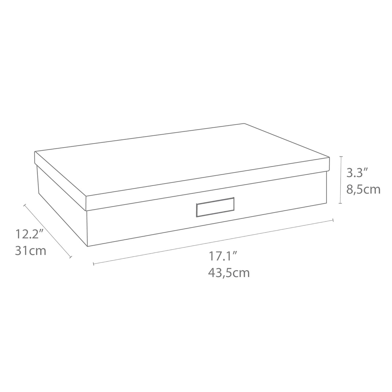 Bigso Box of Sweden Sverker Fiberboard Legal and Art Storage Box | Scrapbook Storage Box| Durable Document Boxes with Lid and Metal Label Holder | 17.1’’ x 12.2’’ x 3.3’’ | Grey