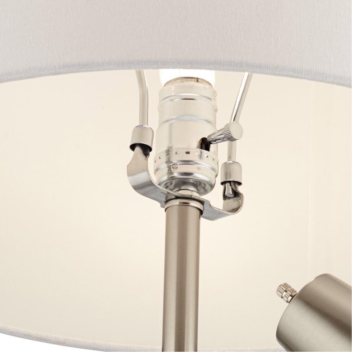 Pacific Coast Lighting 32" Tall Large Modern End Table Lamp with Side Reading Light Silver Brushed Nickel Finish Metal Single Living Room Bedroom