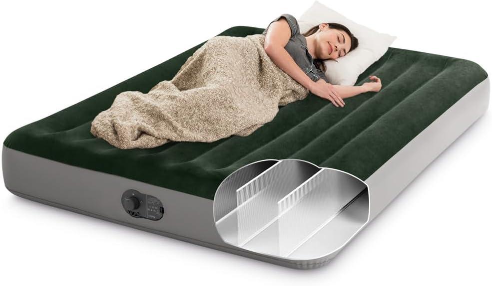 Intex 10in Queen Durabeam Prestige Air Mattress Bed with Internal Fastfill USB Powered Pump