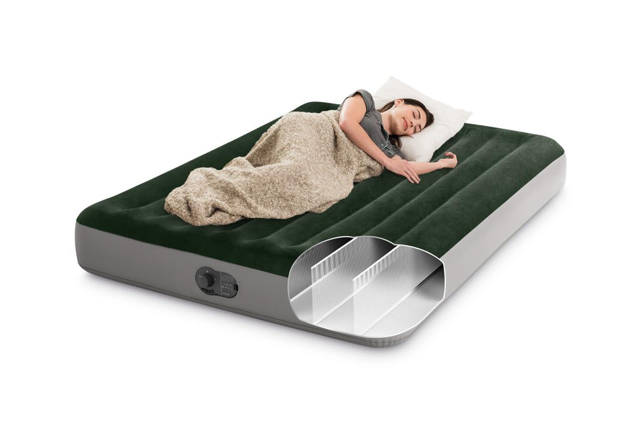 Intex 10in Queen Durabeam Prestige Air Mattress Bed with Internal Fastfill USB Powered Pump
